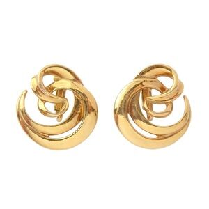 Avon Gold-Tone Button Swirl  Clip On Earrings